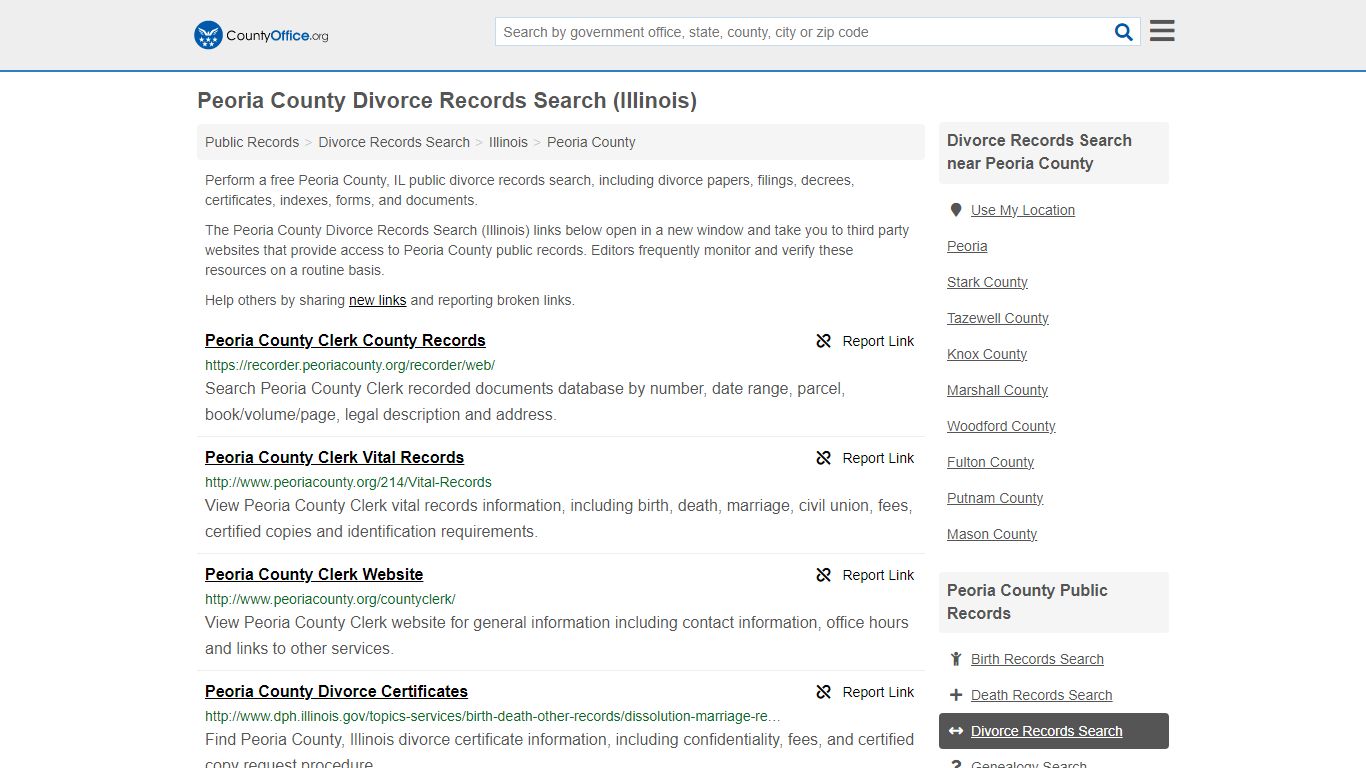 Peoria County Divorce Records Search (Illinois) - County Office