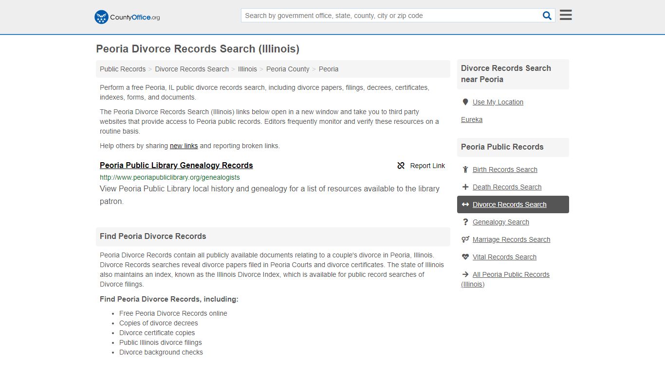 Divorce Records Search - Peoria, IL (Divorce Certificates & Decrees)