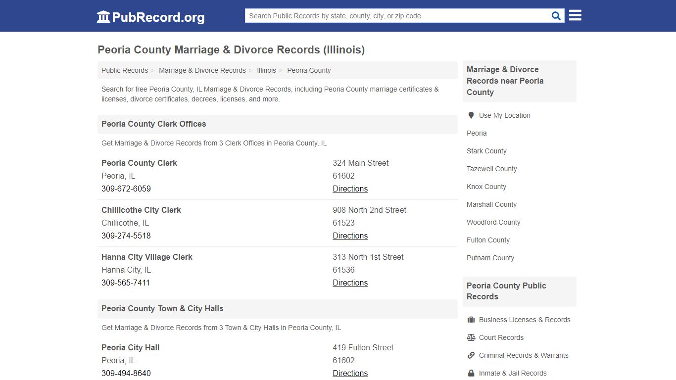 Peoria County Marriage & Divorce Records (Illinois)